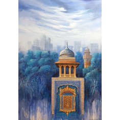 G. N. Qazi, 36 x 24 inch, Acrylic on Canvas, Cityscape Painting, AC-GNQ-092